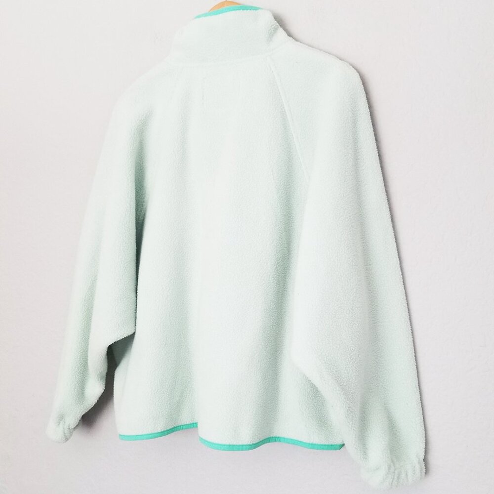 American Eagle Overesized Fleece Sherpa Snap Jacket Size M Mint Green Sea Foam - Picture 4 of 16